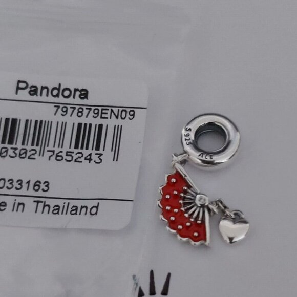 Authentic Pandora *Retired* Sterling Silver Spanish Fan Dangle Charm 797879EN09 - Picture 1 of 10